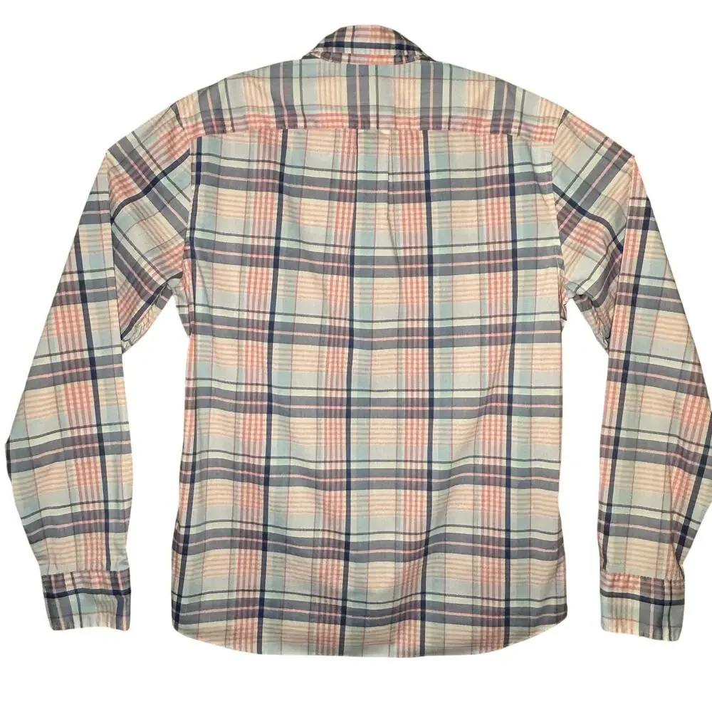 J. Crew Offshore Performance Long Sleeve Shirt Light Blue Pink Plaid Men M